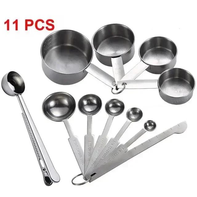 Stackable Stainless Steel Measuring Spoons Cup Set Multi-Use for Coffee Powder/Spice Practical Baking Measure Scoop Kitchen Tool