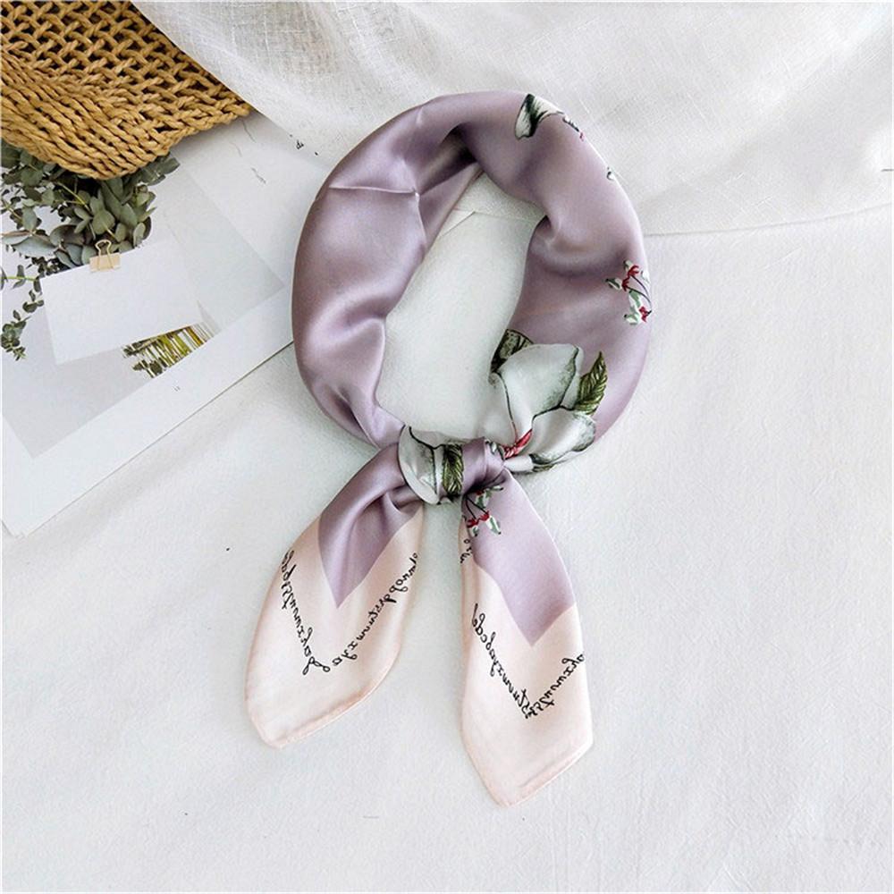 Floral Print Headkerchief Neck Scarves Women 70CM Square Headband Hijab Scarf For Ladies