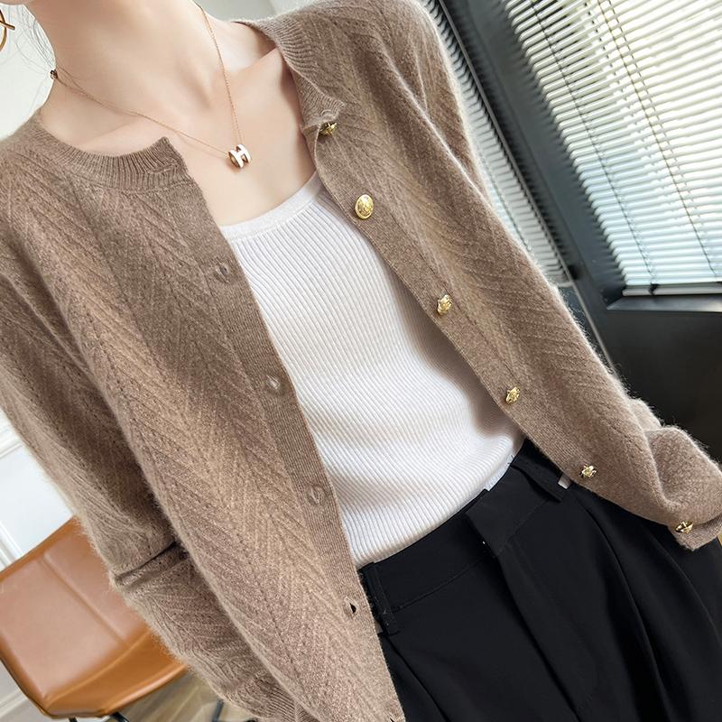 

Женский кашемировый кардиган Qinghe кашемир 30% кашемир 70% шерсть осенне-зимний кашемировый кардиган мягкий и теплый XXL коричневый