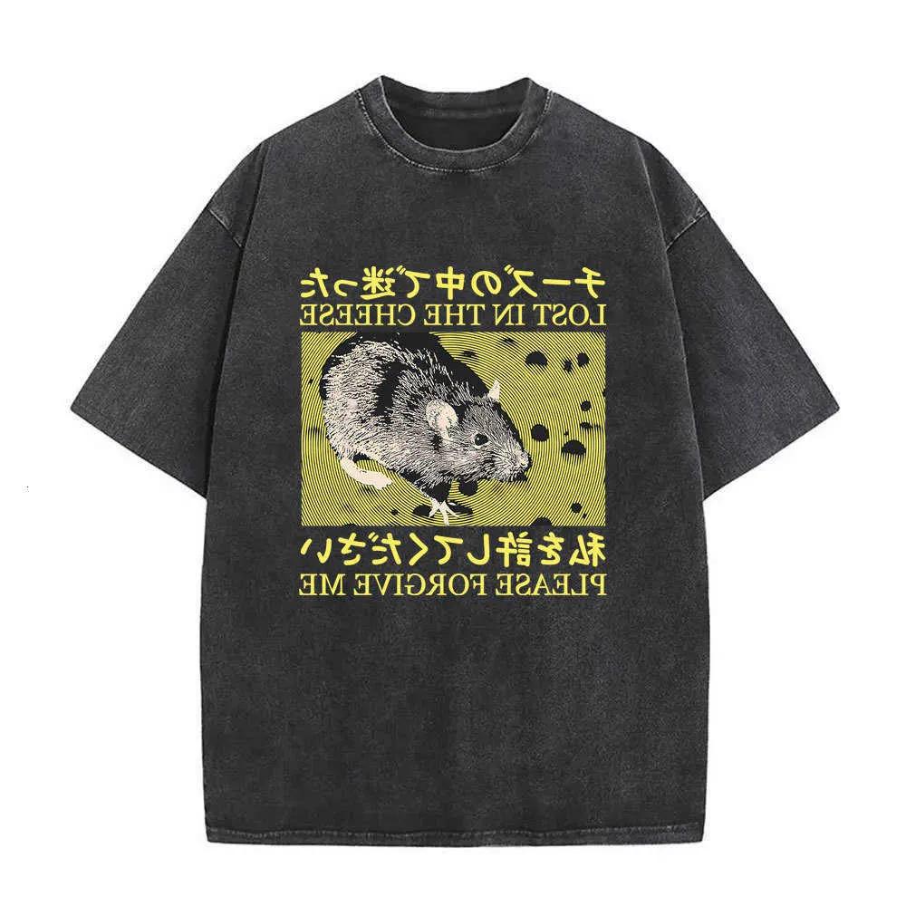 Washed Vintage Anguish Funny Pigeon Graphic Print T Shirts Men Women Casual Oversized Short Sleeve Tshirt Male Cotton T Shirt L260527 S разноцветный