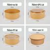 Disposable Kraft Paper Lunch Box Set - 50 Round Bowls with Lids, High-Temperature Resistant, Food-Grade Takeout Containers