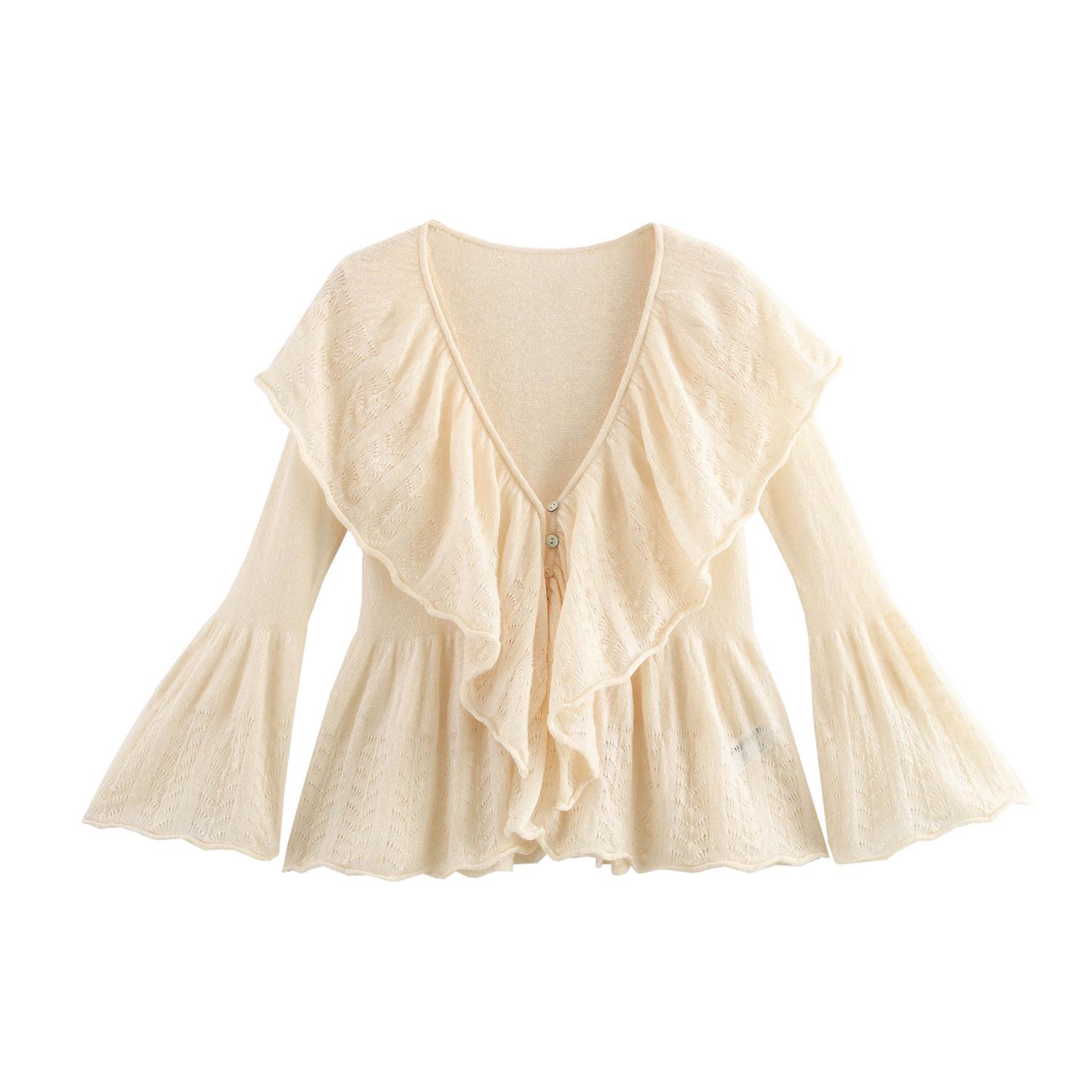 

Spring 2025 Sweet V-Neck Layered Knit Top for Women S