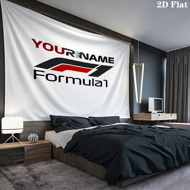 F1 Gear Custom Name Wall Tapestry Aesthetic Wall Hanging Printed Fabric Blanket Decorative Tapestries For Bedroom Living Room Home Decor