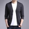 2023 Men's Korean Style Black Knitted Cardigan - Spring/Autumn Button-Up Loose Sweater for Middle-Aged Men