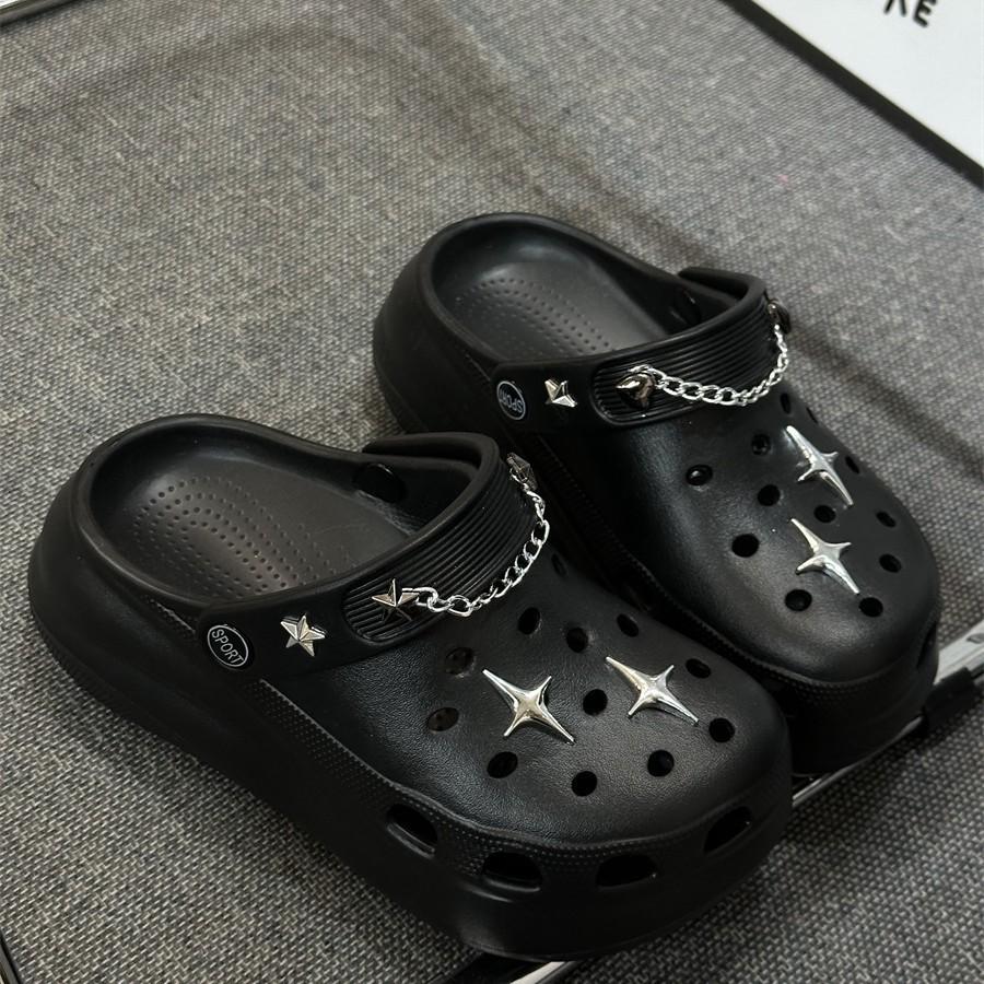 New summer hole shoes slippers women's outer wear summer thick soles go out women's bag head drag