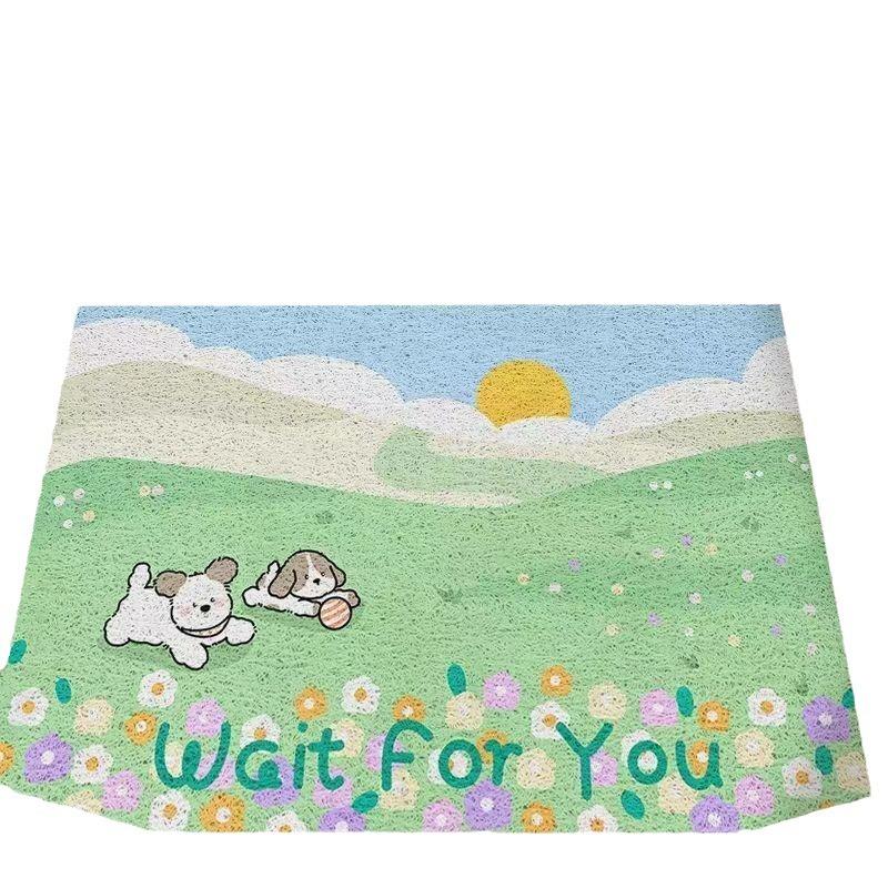 Cute Pet Door Mat Door Scraping Dirt Mat Household Non-slip Wear-resistant Clipped Silk Floor Mat