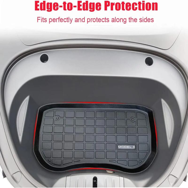 Wasserdichtes Kofferraumpolster für Tesla Model 3 2017–2024, Aufbewahrungsmatte für vorne und hinten, Gepäckbodenmatte, Heckbox-Zubehör