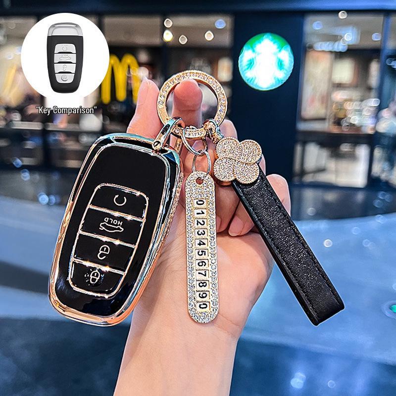 Premium Key Cover for Hongqi H5, HS5, H6, HS3, H9, HS6, EQM5, HS7 - Elegant Car Shell Buckle
