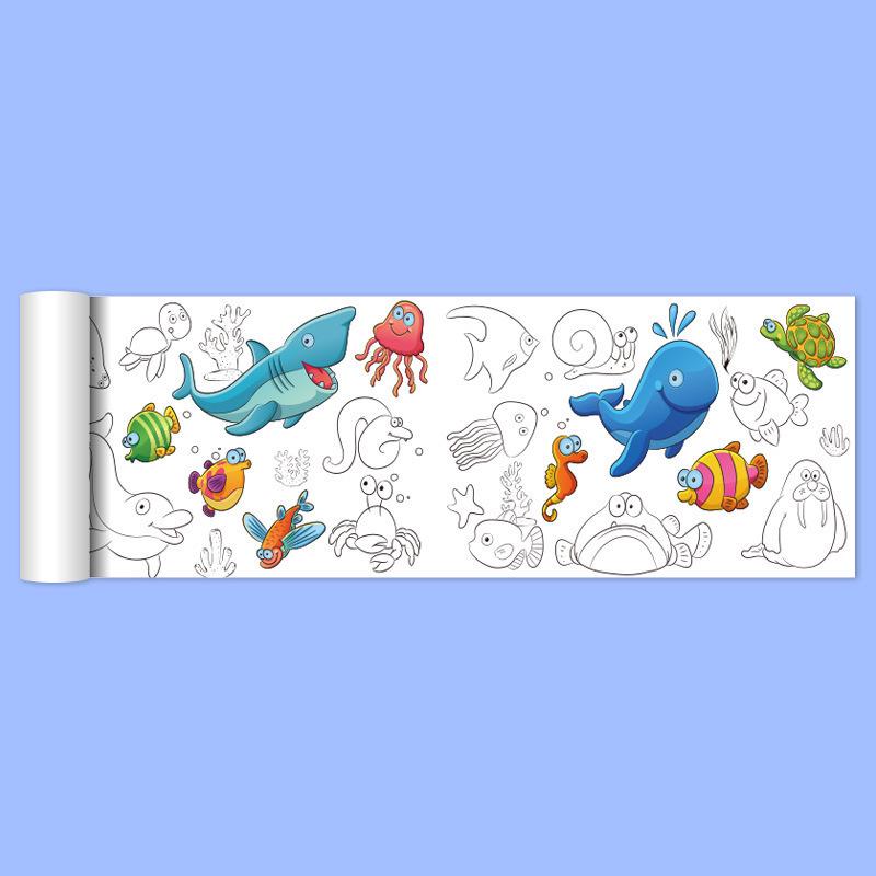 Mal- und Kritzelblock für Kinder: Großes Zeichenpapier, Kindergarten Baby Kunstbuch, Handgezeichnete Umrisse, Aquarell- & Malrolle