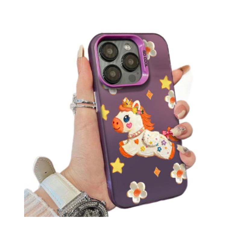 Sweetheart Pony Apple Phone Case - Compatible with 14, 15 Pro Max, 17 Pro, 16, XS. Hard, Drop-Proof, Available In 11 Colors, Silver.