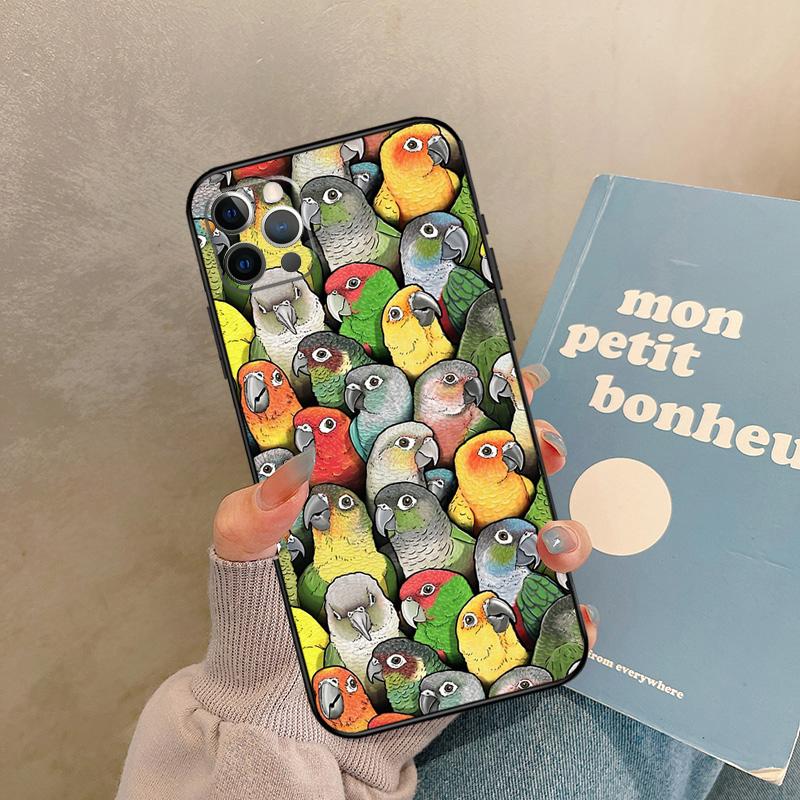 Colorful Parrots Case For iPhone 17 Air 15 14 13 12 11 16 Pro Max 13 mini XR 15 16 Plus 16e Back Cover Shell