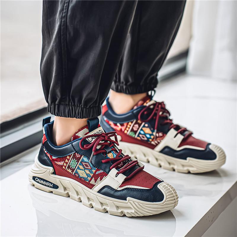 Spring and Summer Teenagers Personalized Wear-resistant Running Sneakers Trendy Low-top Thick-soled Men's Student Dad Trendy Shoes