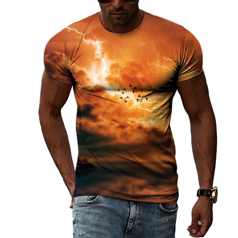 Nowa moda 3D fajna błyskawica męska koszulka letnia dorywczo ciekawy wzór t-shirty z nadrukiem osobowość Trend koszulka Harajuku