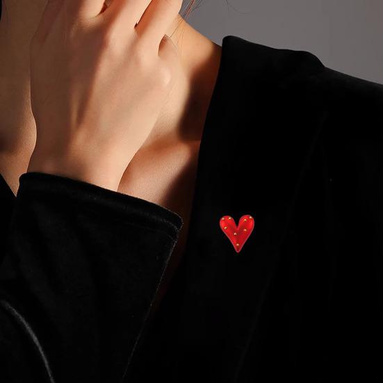 Red Heart Brooch Women Lapel Pin Decorative Brooch Pin Stylish Heart Coat Sweater Pin Gift for Friends Family