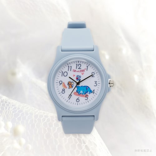 Fieldwork Women's Tom & Jerry Analog Watch with Polyurethane Strap, Illustrated Rubber Watch, Blue, TAJ006-4
