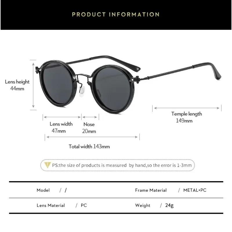 Men's Classic Retro Round-Frame Sunglasses Business-Style Unisex Luxury Metal-Frame Eyewear Fashionable UV400 Sunglasses