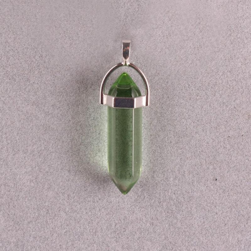 Bohemian Style Agate Crystal Quartz Hexagonal Bullet Pendant Necklace