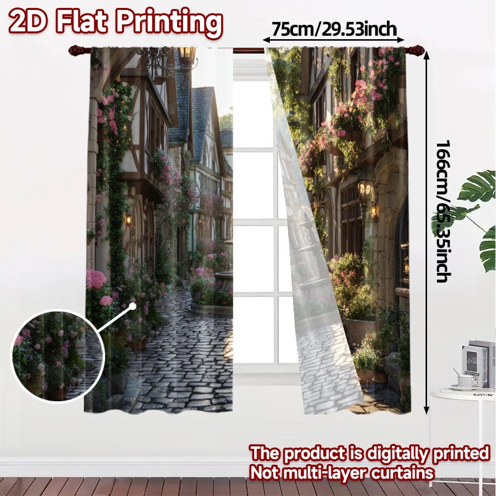 Flat Printing Curtains Without Rod Stoneflower Alley Print Chic Versatile Fabric All Curtain Set Of 2 Made Polyester Washable