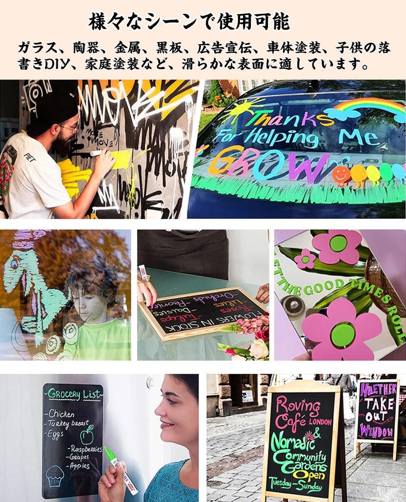 TOMSING Erasable Highlighter Pen Fluorescent Liquid Chalk Fluorescent Board Easy To Wipe Ideal for LED Menu Window and Multiple Materials 12-Color