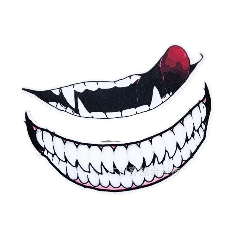 Adhesivo decorativo universal para casco de motocicleta, diseño de dientes y lengua, vinilo para coche