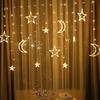 LED Star Moon Curtain String Lights with Battery & USB for Bedroom Décor