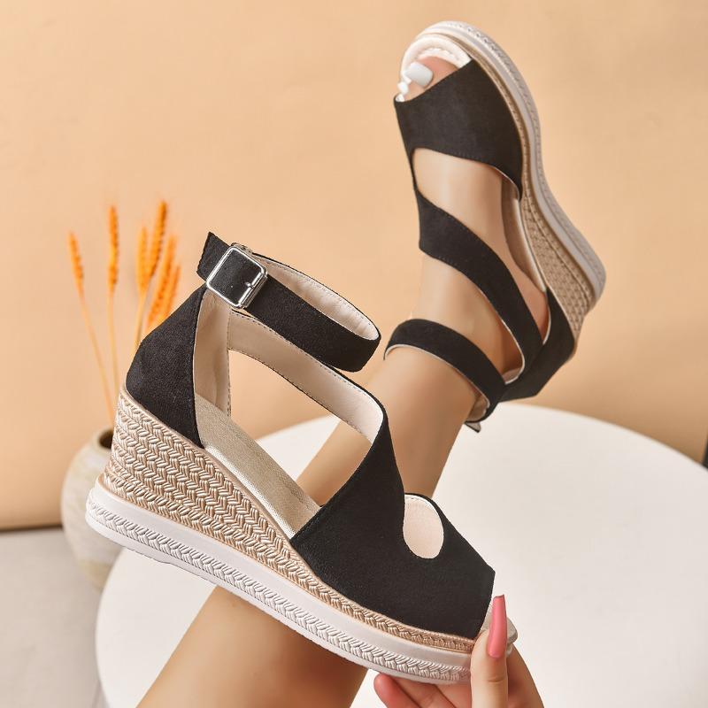 Women'S Fashion Trend Anti Slip Wear-Resistant Shoes Ladies Summer Retro Pure Colour Thick Bottom High Heel Zapatos De Mujer