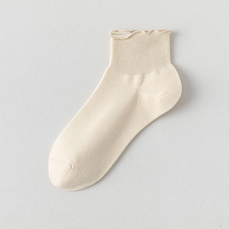 Women's Shallow Short Socks, Summer Thin Loose Lace Boneless Pure Cotton Postpartum Socks, Socks for The Elderly with Swollen and Plump Feet