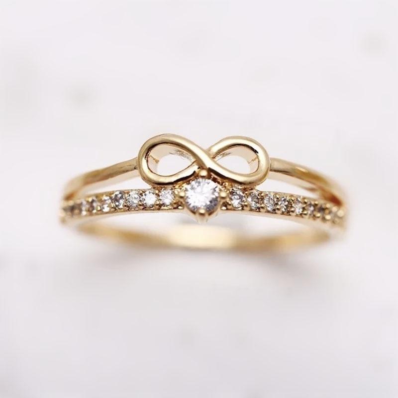 New Arrival Gold Zircon Inlaid Women s Ring - European and American Trendy Design Size 6
