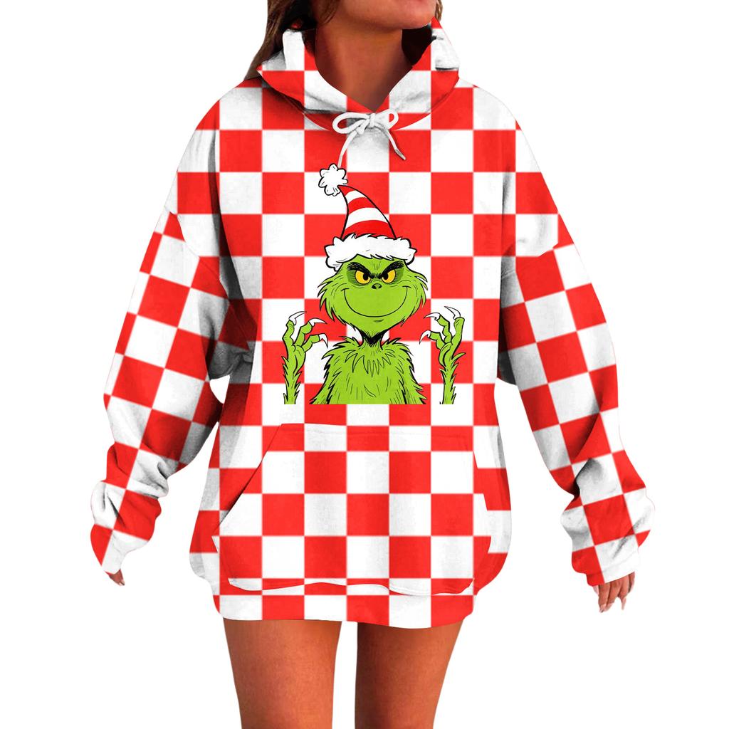 Ladies' Loose Comfortable Casual Fashionable Christmas Print Hooded Sweatshirt