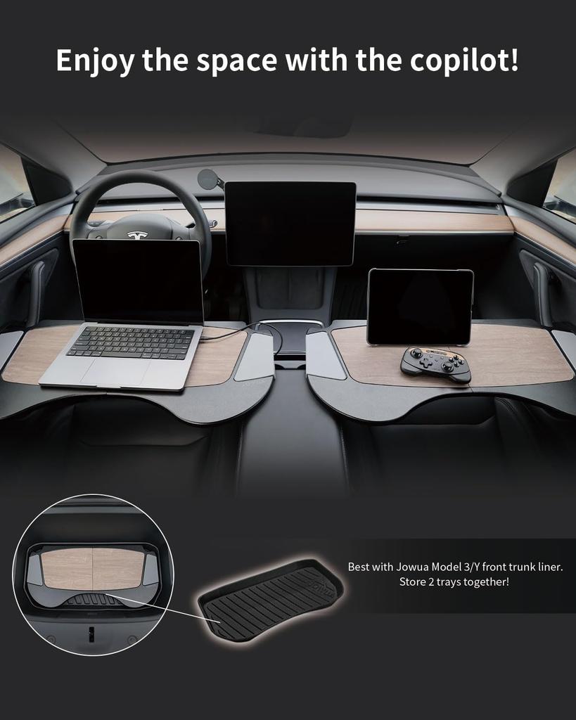 Jowua Foldable Car Tray for Tesla Model 3 Y/X/Model S, Premium Material, Fits Model 3/Y Front Trunk