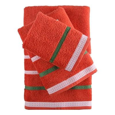 Set of Bath Towels - BENETTON - Red - 100% Cotton - 4 Pieces - 450 G/m²
