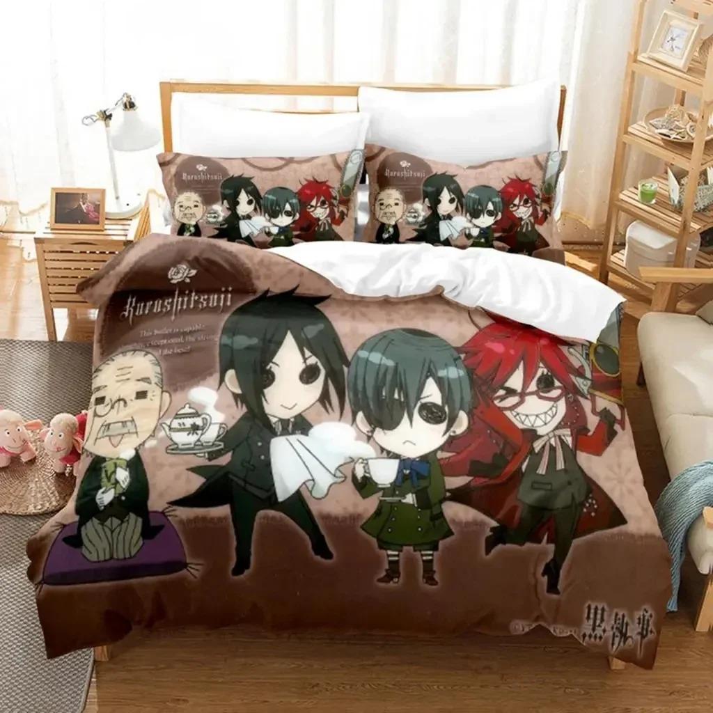 3D Print Anime Black Butler Sebastian Bedding Set Boys Girls Twin Queen Size Duvet Cover Pillowcase Bed Kids Adult Home Textile