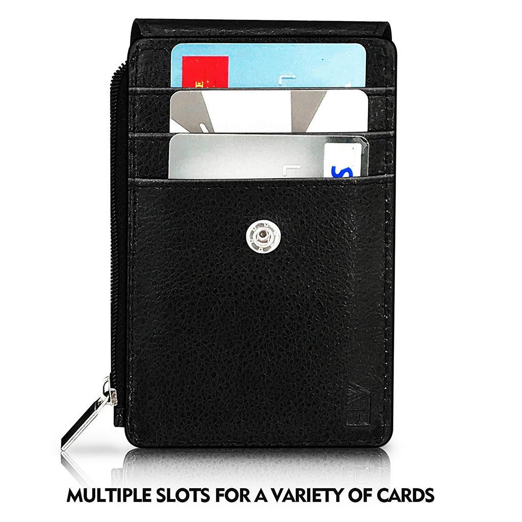 Cards Anti-theft Holder Case Multi-Compartments PU Leather Desk Purse Hasp Organizer Wallet Travel Office Business