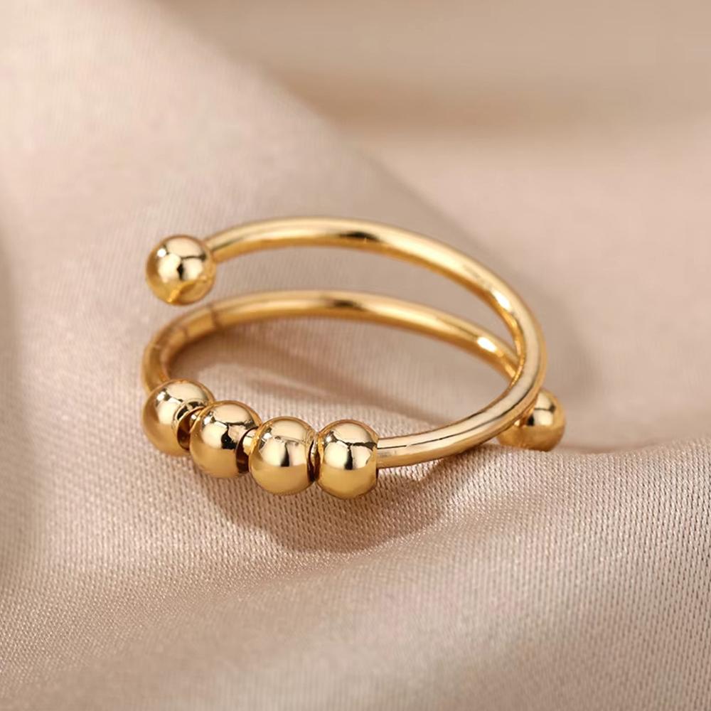 Anti-Stress Angstringe für Damen Goldfarbe Offen Verstellbar Drehbarer Ring Ästhetischer Hochzeitsmode Schmuck Geschenk