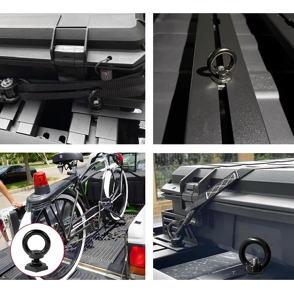 4 PCS T Track Mount Tie Down Anchor For Roof Rack, M8 Sturdy Stainless Steel T Slot Bolt Tie Down Rings Anchoring Kit, T Track Bolts Accessory For