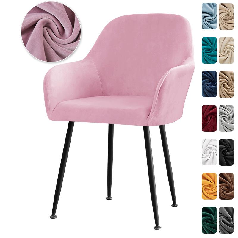 1/2pcs Velvet Arm Chair Cover Soft Elastic Dining Chair Slipcovers Washable Kitchen Office Rocker Chairs Seat Covers