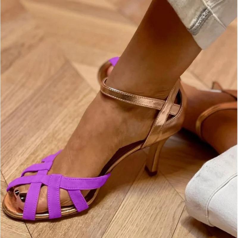 

New Style Latin Dance Shoes Women Suede Soles Tango Dancing Shoes Cuban Heels Party High Heels Ballroom Dance Shoes De Mujer 41 фіолетовий