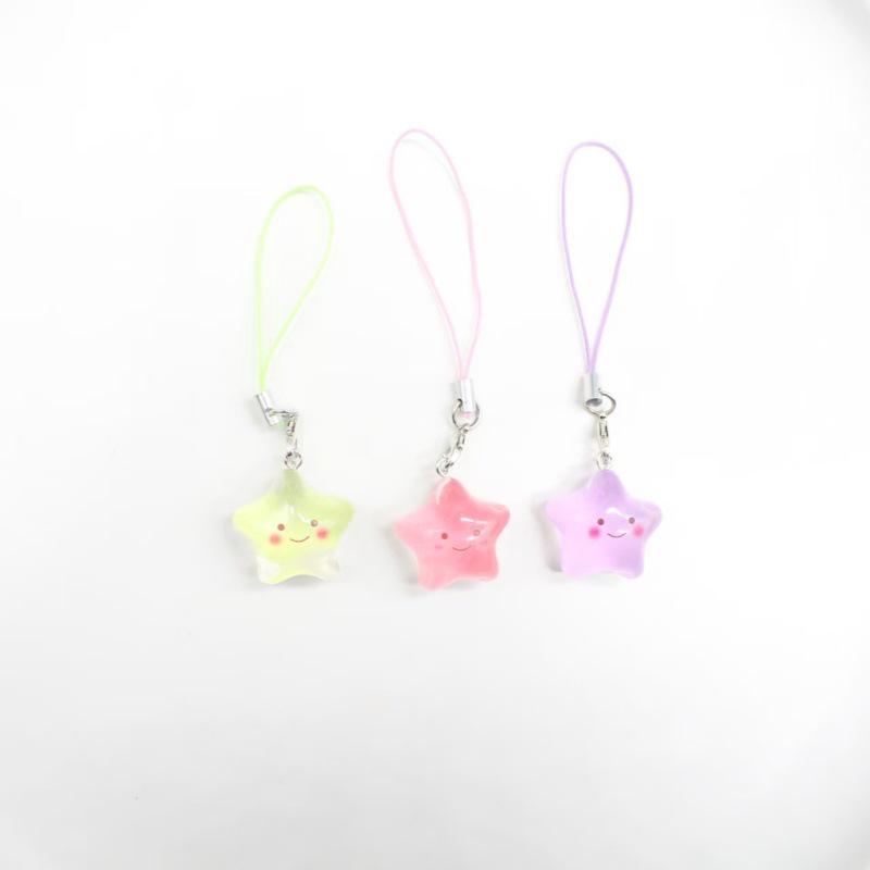 Creative Luminous Smiling Star Phone Lanyard & Cheerful Cartoon Keychain