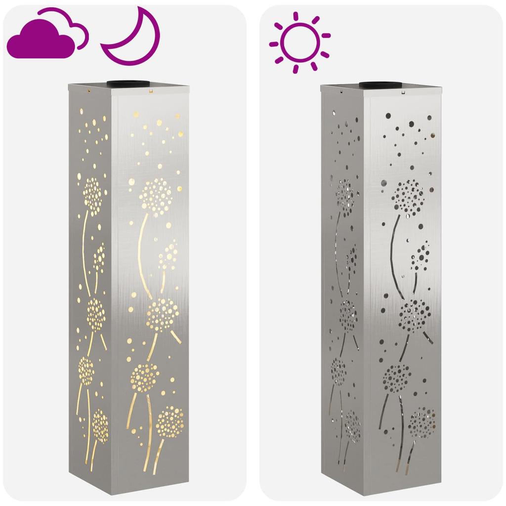 Solar LED Path Light 2 Pcs Silver Stainless Steel