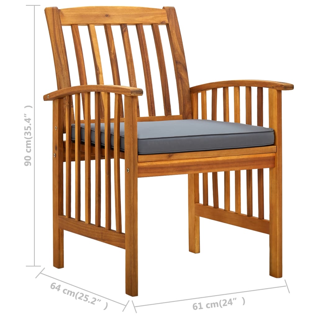 Garden Dining Chairs 2 Pcs with Cushions Solid Acacia Wood