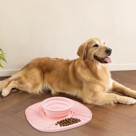 Pet Slow Feeder Mat Collapsible Silicone Dog Food Bowl with Lick Mat Slow Feeding Puzzle Bowl for Dogs And Cats