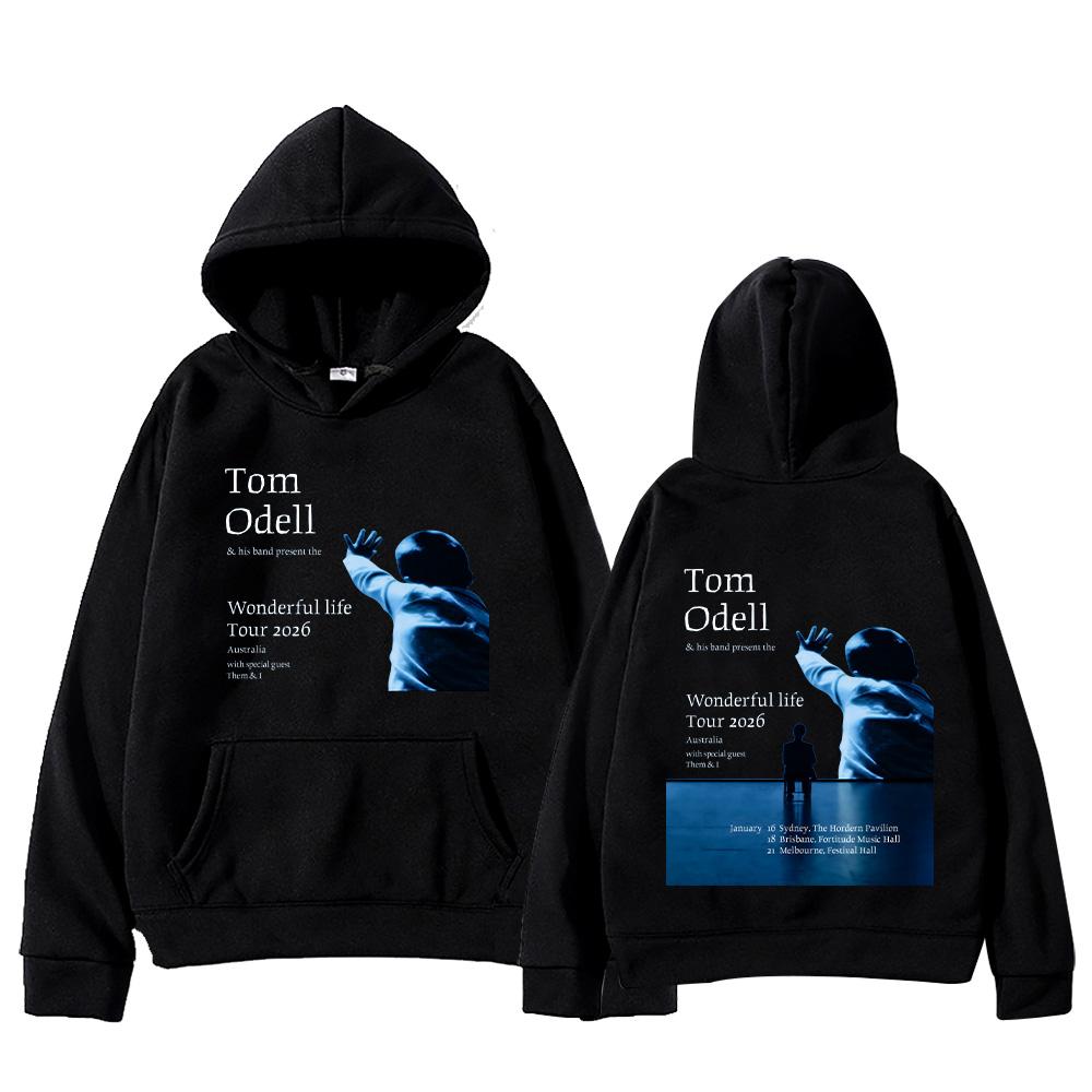 

Том Оделл Wonderful LifeTour 2026 Толстовки Мода Хип-хоп Свитшот Длинный рукав Пуловер Осень Зима Унисекс Уличная одежда XS чёрный