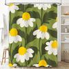 Home Decor Shower Curtain White Daisy Floral Green Bath Mat Waterproof Polyester Bathroom Liner for Kitchen Sink Faucet Cover Se