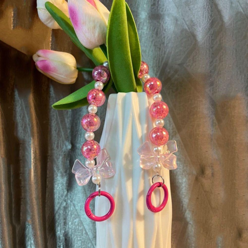 Colorful Beaded Bag Pendant Bead String Bowknot Phone Strap Bow Beaded Bag Pendant Phone Case