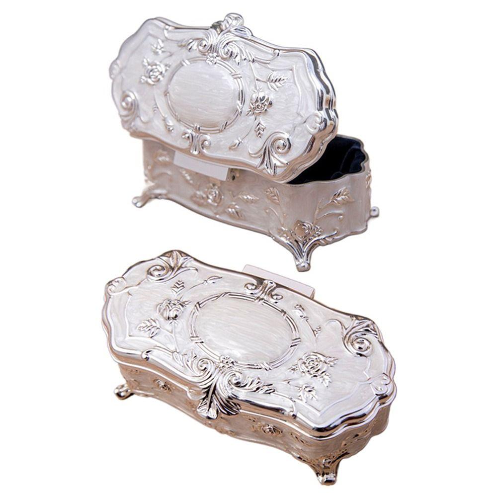 Zinc Zinc Zinc Alloy Jewelry Storage Box Vintage Trinket Case Luxury Treasure Chest  Ring
