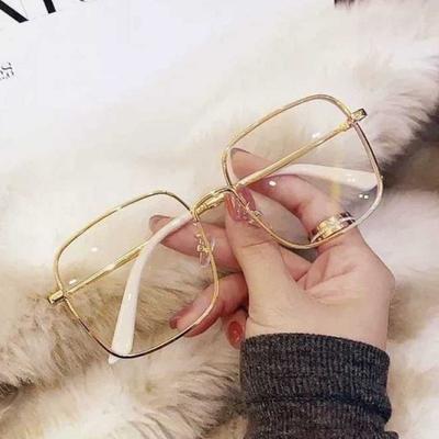 Nowe Modne Okulary Damskie Duży Kwadratowy Płaski Lusterkowy Starlight Drobny Brokat Płaskie Lusterko