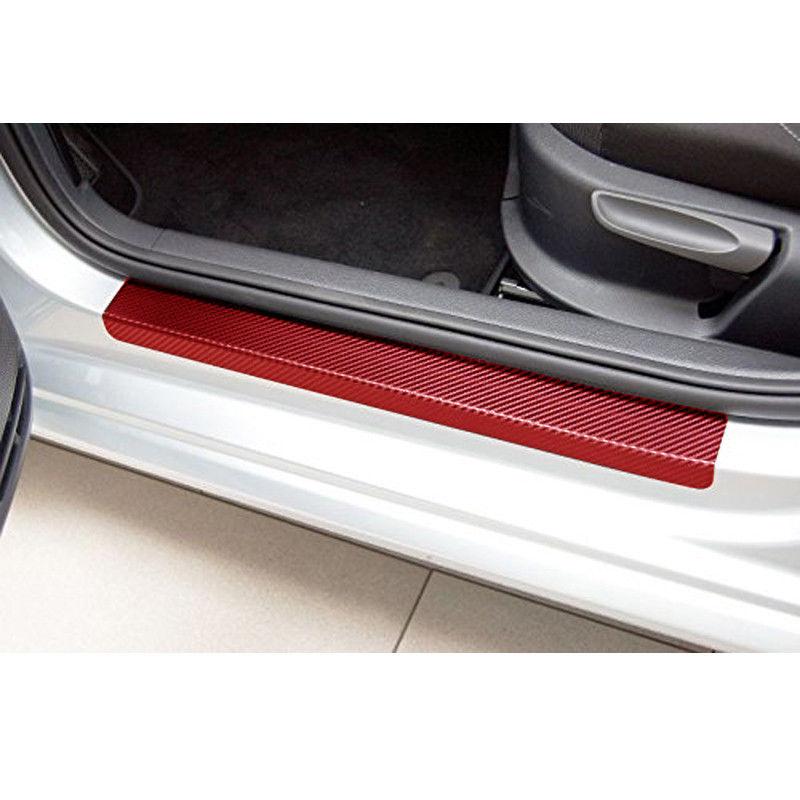 5pcs set 4D Auto Door Pedal Rear Bumper Trunk Tail Lip Carbon Fiber Protection Stickers Anti Scratch Decal Car...