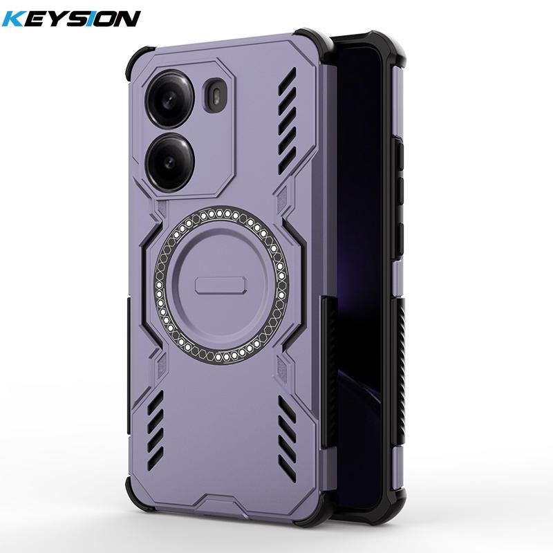 

KEYSION Hollow Heat Dissipation Case for Xiaomi POCO X7 Pro Silicone+PC Magnetic Cooling Shockproof Phone Cover for Redmi Turbo4 for Redmi Turbo 4 фіолетовий