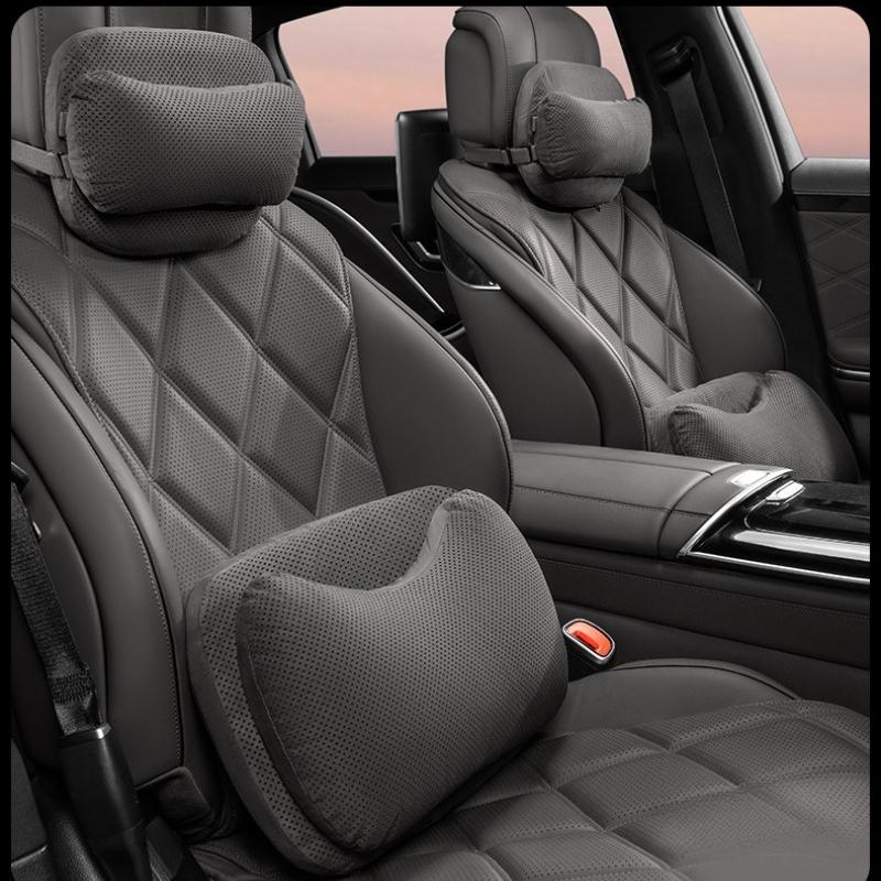 Car Neck Pillow Suede Memory Foam Lumbar Support Cotton Ergonomic Auto Seat Cushion Breathable Headrest Interior Accessories
