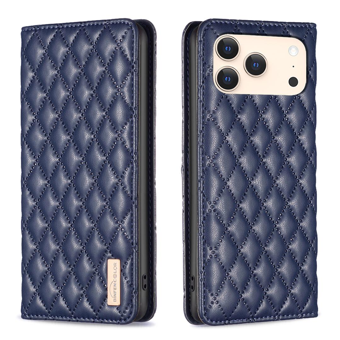 

For iPhone 17 Pro Max Case with Card Holder BINFEN COLOR PU Leather Phone Stand Cover Blue
